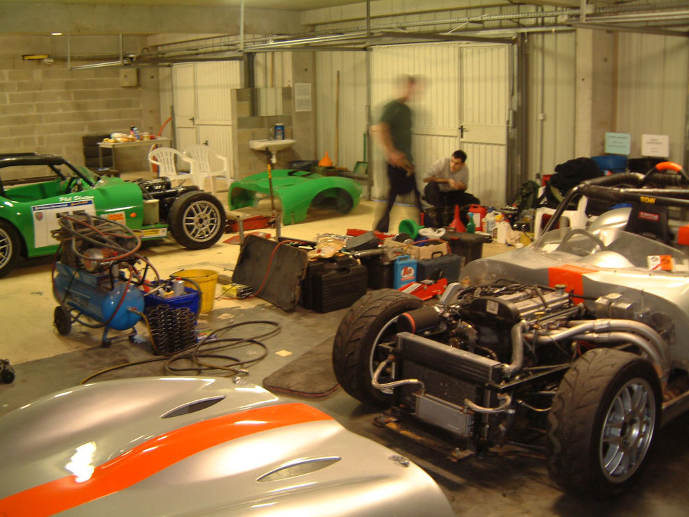 Pit lane garages